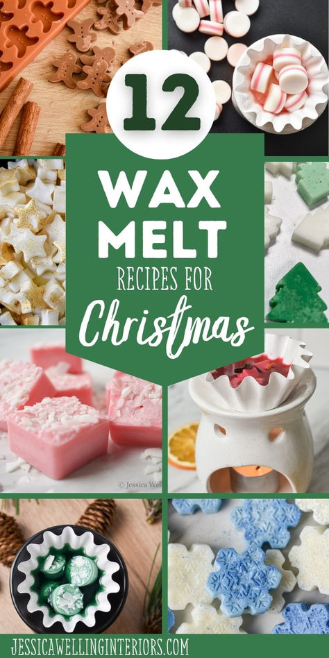 12 Wax Melt Recipes for Christmas: collage of Christmas wax melts Christmas Candy Melt Ideas, Diy Soy Wax Melts With Essential Oils, Diy Candle Fragrance Recipes, Soy Wax Melts Recipes, Wax Melt Scent Recipes, Homemade Wax Melts Recipes, Holiday Wax Melts, Christmas Wax Melt Ideas, How To Make Wax Melts