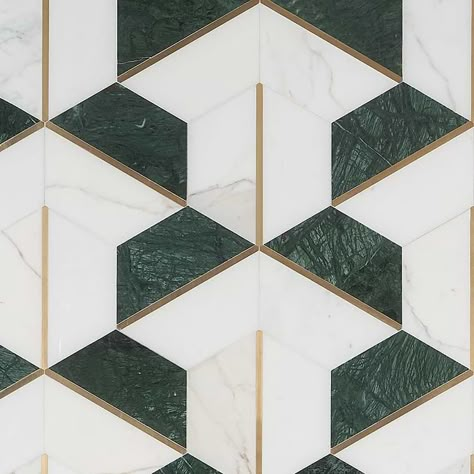 Decade Verde Polished Marble and Brass Mosaic Tile Art Deco Shower Tile, Front Entrance Tiles Entryway, Art Deco Floor Tile, Dark Green Subway Tile Bathroom, Emerald Green And Gold Bathroom, Green Tile Gold Bathroom, Art Deco Tile Floor, Green Tile Bathroom Floor, Green Tile Gold Grout