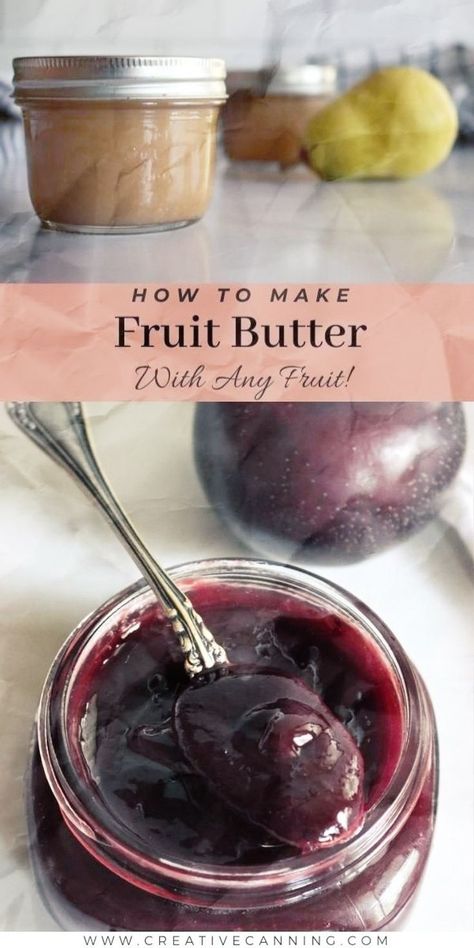 Canning Fruit Butters, Diy Fruit Preserves, Fruit Butter Recipes, Homemade Apple Butter Recipe, Simple Canning, Pear Butter Recipe, Canning Fruit Recipes, Preserve Fruit, Canning For Beginners