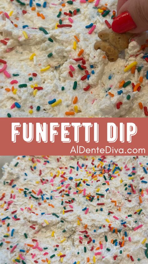 Fun Fetti Dip, Birthday Dip, Funfetti Cake Dip, Funfetti Dip Recipe, Confetti Dip, Funfetti Dip, Cake Batter Dip, Cool Whip Desserts, Desert Party