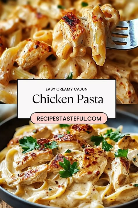 Easy Creamy Cajun Chicken Pasta is a flavorful and satisfying dish that combines tender chicken with a rich, spicy cream sauce. Infused with Cajun seasoning, garlic, and a touch of Parmesan, the creamy sauce coats every strand of pasta for a comforting, zesty meal. Quick to prepare and perfect for busy weeknights, this dish packs bold flavors and a little kick, making it a family favorite that’s sure to impress! Quick Cajun Pasta, Asagio Chicken Pasta, Cajun Cream Sauce Pasta, Smoked Chicken Pasta, Easy Cajun Chicken Pasta, Pasta With Onions, Spicy Cream Sauce, Chicken Linguine, Creamy Cajun Chicken Pasta