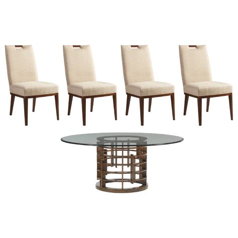 Tommy Bahama Home Island Fusion Meridien Dining Table with Glass Top Paint Colors Kitchen, Visual Composition, Tommy Bahama Home, 5 Piece Dining Set, Asian Design, Silver Birch, The Zen, Sapporo, Wooden Tops