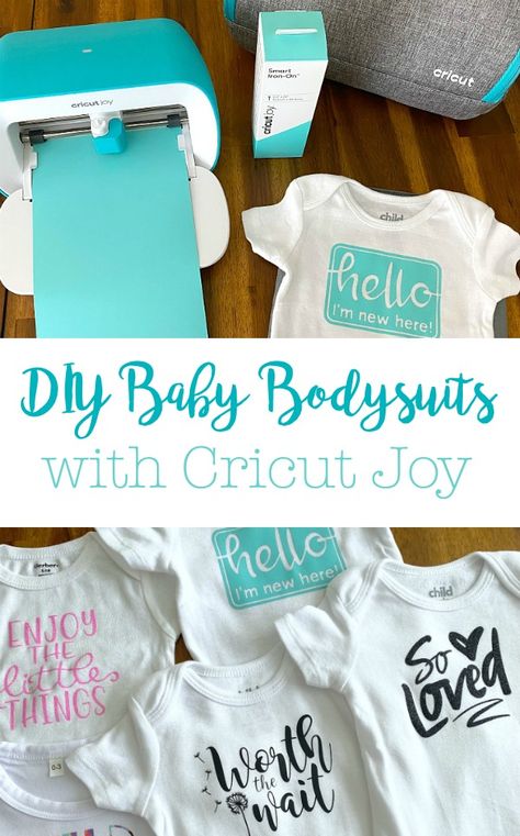 The all new Cricut Joy is the perfect new addition to your craft machines. The small size makes it portable for crafting wherever you are. Bring it to your next baby shower for a DIY Baby bodysuit station. #ad #cricutjoy #cricutcreated Circuit Joy Ideas, Cricut Joy Organization Ideas, Cricut Onsies Ideas, Baby Girl Cricut Ideas, Cricut Joy Crafts, Baby Cricut Ideas, Cricket Joy Projects, Baby Shower Cricut Ideas, Cricut Baby Projects