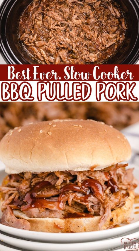 Slow Cooker BBQ Pulled Pork is moist, tender and packed with flavor. Simple crockpot pulled pork recipe for sandwiches or served with rice. Best Pork Butts In The Crock Pot, Boston Pork Butts In The Crock Pot, Pork Boston Button Recipes Crockpot Easy, Boston Button Recipes Crockpot Pork, Boston Button Recipes Crockpot, Pulled Pork Crock Pot Recipes Easy, Pulled Pork Crock Pot Recipes, Pork Crock Pot Recipes, Pulled Pork Crock Pot