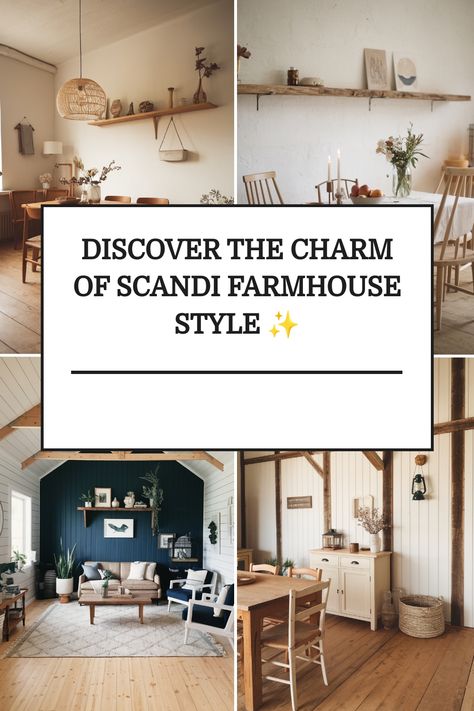 Scandi farmhouse style living and dining rooms with minimalist decor and wooden accents. Danish Farmhouse Style, Scandinavian Interior Ideas, Old Scandinavian Interior, Organic Scandinavian Interior, French Scandinavian Interior, Scandi Cottage Interior, Swedish Decorating Ideas, Nordic Farmhouse Style, Organic Farmhouse Style