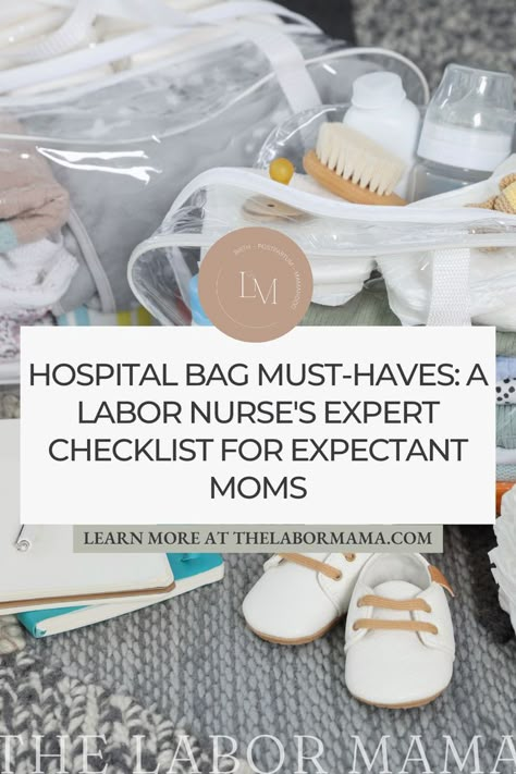 Don't miss a thing with our expert hospital bag checklist from a Labor Nurse. Our blog post guides you through essential items and handy extras for labor and postpartum. Trust in the wisdom of a professional who knows what moms need most! Bare Minimum Hospital Bag, Labor Go Bag, Packing List For Hospital Births, Mum Hospital Bag Packing Lists, Must Have Hospital Bag New Moms, What To Pack In A Hospital Bag For Labor, Packing List For Hospital Bag, Mommy Bag For Hospital Gift, Pregnancy Go Bag Packing Lists