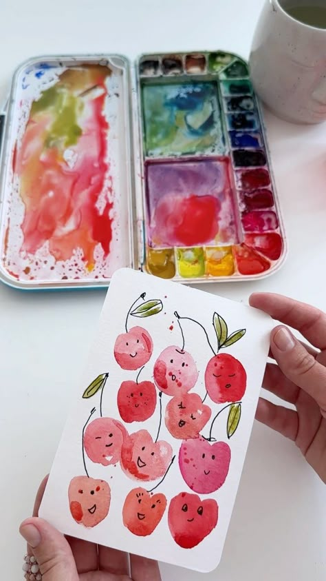 Anna Koliadych | Painting colorful fishes 🐟 🐠🐡with watercolor is a fun and easy way 🥰🎨. My favorite watercolor technique involves using a paper roll 😅 #wate… | Instagram Water Colour Paper Art, Easy Art Watercolor, Easy Watercolor Inspiration, Watercolor Art Doodles, Watercolor Crafts For Adults, Fun Watercolor Ideas Easy, East Watercolour Ideas, Cute Watercolour Ideas, Summer Watercolor Ideas