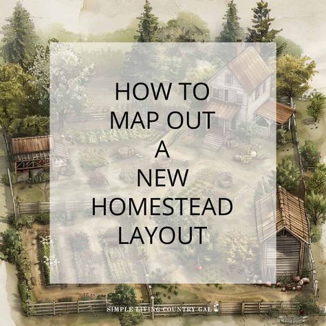 How to setup and use a homestead layout planner so you can map out what to include and where to locate each area of your homestead setup. A step-by-step guide that walks you through mapping out a plan for your new homestead and how to locate each area efficiently on your property, keeping in mind the different elements and space you have available. #homesteadplanner Homestead Setup Ideas, Homestead Building Layout, Planning A Homestead, Homestead Land Layout, Homestead Layout 3 Acres, 100 Acre Farm Layout, Ranch Setup Layout, Community Layout Plan, Homestead Layout Ideas