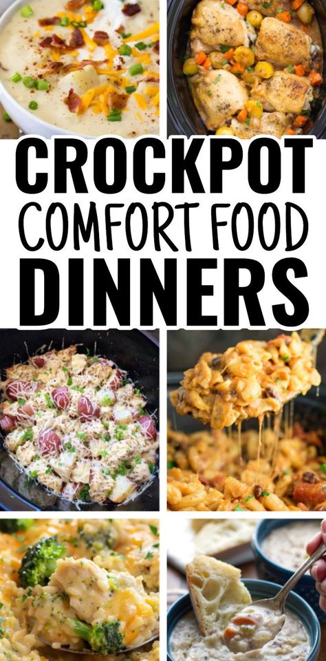 Crockpot comfort food dinners - 37 slow cooker dump meals for frugal winter dinner ideas when cold weather budget meal planning cheap dinners for a family for the week. Crockpot Recipes For Large Family, Freezable Crockpot Meals, Supper Ideas Cold Weather, Supper Ideas Crock Pot Easy Recipes, Crockpot Meal For Family, Cook All Day Crockpot Meals, Comfort Slow Cooker Meals, Healthy Cheap Crockpot Recipes, Slow Cooker Recipes To Freeze