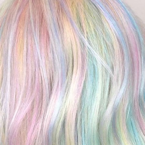 Pastel Multicolor Hair, Pastel Hair Aesthetic, Short Pastel Hair, Fairytale School, Pastel Hair Short, Rainbow Aesthetics, Pastel Hair Colors, Pastel Rainbow Aesthetic, Blonde And Blue Hair