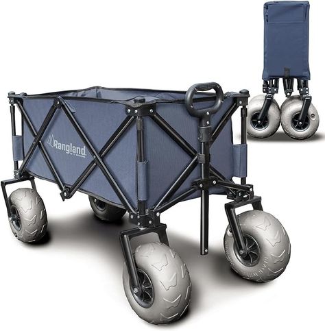 Amazon.com: Rangland Beach Wagon with Big Wheels for Sand - All Terrain Steel Frame Utility Cart with 9" Pneumatic Tires, Collapsible Folding Design (Sand Warrior RX800) Navy Blue : Patio, Lawn & Garden Sand Warrior, Folding Cart, Outdoor Cart, Beach Wagon, Utility Wagon, Beach Cart, Big Wheels, Garden Cart, Utility Cart