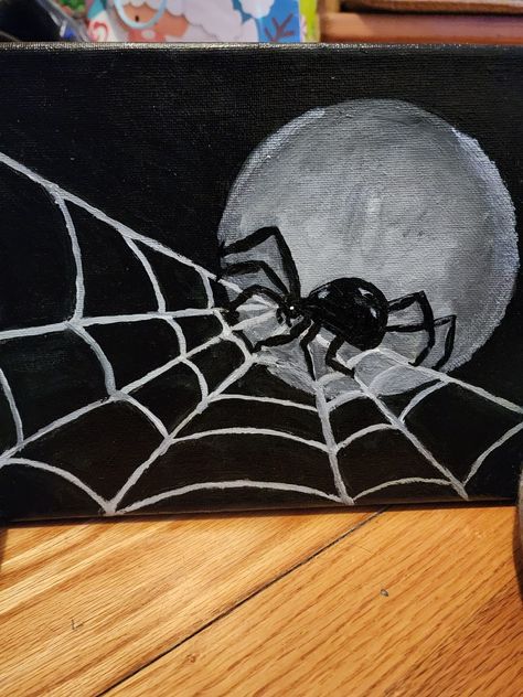 Dark Paint Aesthetic, Halloween Paint Ideas On Canvas, Black Canvas Paintings Easy Halloween, Easy Paint Night Ideas Simple, Spooky Paintings Ideas, Cute Halloween Things To Paint, Aesthetic Dark Painting Ideas, Unusual Painting Ideas, Emo Canvas Painting