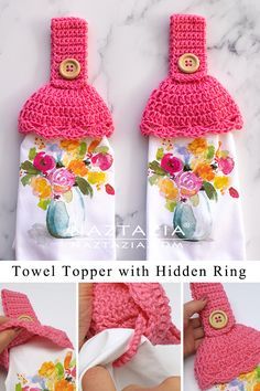 Crochet Towel Tops, Crochet Dish Towels, Crochet Towel Holders, Crochet Towel Topper, Towel Toppers, Crochet Kitchen Towels, Kitchen Crochet, Dishcloth Crochet Pattern, Crochet Towel