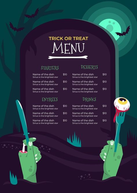 Halloween Menu Template, Halloween Menu Board, Halloween Menu Design, Halloween Dinners, Tacos Menu, Menu Halloween, Coffee Crisp, Autumn Core, Halloween Menu