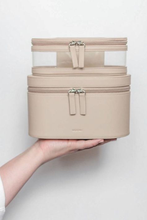 “I have been after a suitable cosmetics bag for a while now, and have finally found the answer in Nuori’s Getaway Travel Case Set. A set of two nesting cases (so perfect for storage when not in use), each is made from faux, vegan-friendly leather, lined with canvas, and in the case of the transparent bag, clear TPU.” - Jennifer on our Getaway Travel Case Set.⁠ ⁠ Photo courtesy of @joiesdejennifer Cos Bags, Set Photo, Plastic Pouch, Vanity Bag, Transparent Bag, Beauty Kit, Cosmetics Bag, Beauty Case, Travel Kits