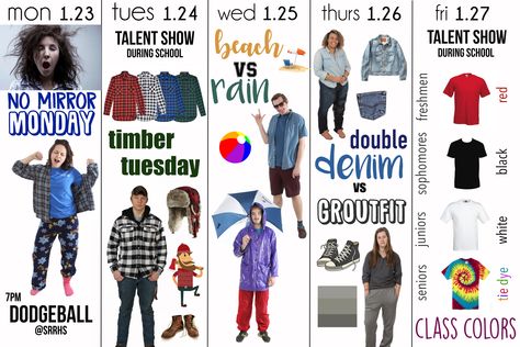 Winter Dress Up Week Winter Wonderland Snow Days Homecoming Dress up Days Poster Student Council High School Dress To Impress School Spirit Week, Hoco Dress Up Days Themes, Elementary School Dress Up Days, Homecoming Decade Day Ideas, Fun Dress Up Days For School, Prom Spirit Week Ideas, School Dress Up Days Spirit Weeks, Dress Up Day Themes, High School Dress Up Days