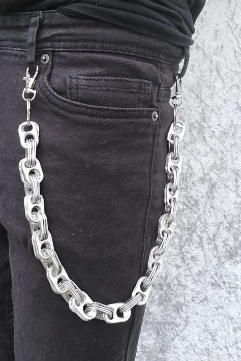 Can Tab Chain, Diy Wallet Chain, Can Tab Necklace, Can Tab Jewelry, Elements Costume, Soda Tab Bracelet, Tab Necklace, Diy Soda, Pop Can Tabs