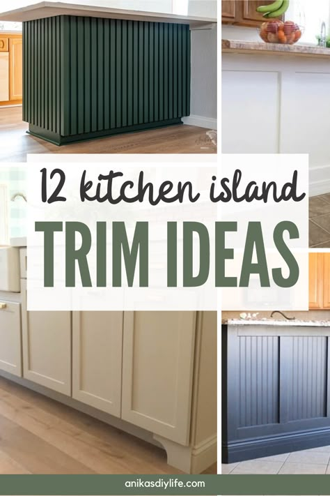 Kitchen Island Redo Diy Ideas, Redo Island In Kitchen, Small Kitchen Island Makeover, Trim Around Kitchen Cabinets, Update Kitchen Island Ideas, Transform Kitchen Island, Updating Island Kitchen, Upgrade Kitchen Island Diy, Kitchen Island Surround Ideas