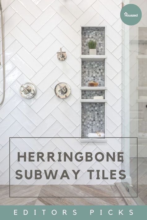 Get inspired with our HERRINGBONE SUBWAY TILE IDEAS and designs. Our images will help define your vision, taking your design ideas to the next level. Trust Houszed... #subwaytileideas #subwaytilebathroom #herringbonesubwaytile #subwaytilebathroomwalls #bathroomsubwaytileideas #subwaytileshower #subwaytilepatterns #verticalsubwaytile #subwaytilebathroomideas #subwaytilelayoutpatterns #metrotileideas #whitemetrotileideas Herringbone Subway Tile Shower Wall, White Herringbone Shower Tile, Subway Tile Patterns Bathroom, Herringbone Shower Wall, Subway Tile Bathroom Wall, Herringbone Shower Tile, Tile Bathroom Walls, Subway Tile Ideas, Kitchen Tile Flooring