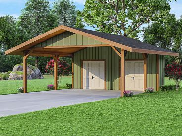 Carport Plan, 051G-0062 Carport Addition, Building A Carport, Garage Extension, Carport With Storage, 2 Car Carport, Carport Plans, Carport Sheds, Carport Garage, Carport Designs