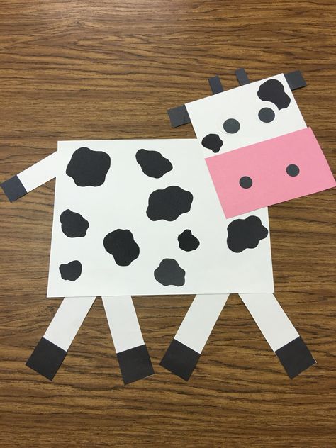 Farm Animal Shapes, Farm Theme Arts And Crafts, Cow Themed Crafts, Cow Crafts For Preschoolers, Preschool Farm Crafts Art Projects, Cow Art For Toddlers, Cow Art And Craft, Cow Arts And Crafts, Preschool Cow Craft