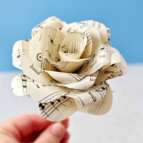 DIY Easy Book Page Roses for Mom (Upcycle Old Paper) Mother Day Homemade Gifts, Sheet Music Flowers Diy, Paper Flowers From Old Books, Roses Made Out Of Paper, Book Page Flowers Diy How To Make, Making Roses Out Of Paper, Book Page Roses Diy, How To Make Flowers Out Of Book Pages, Paper Roses Diy Easy Step By Step