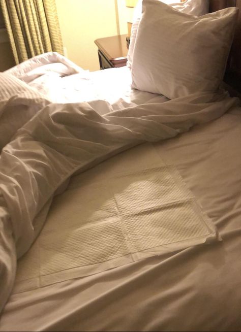 Wet the bed last night so the hotel crew put a few bed mats under the sheets when I wasnt here. Wet Sheets On Bed, Wet The Bed Song, Wet Bed Sheets, Sheets On Bed, How To Go To Bed With Wet Hair, Wet The Bed, 100% Silk Sheets, 100% Mulberry Silk Sheets, Bed Mats