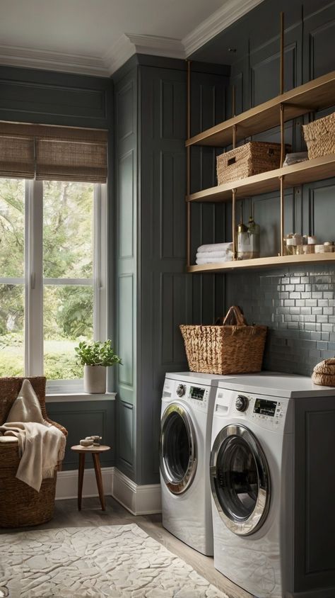 Narrow Laundry Rooms, Laundry Rooms Ideas, Hide Appliances, Narrow Laundry, Laundry Room Redo, Narrow Laundry Room, Laundry Room/mud Room, House Laundry Room, Decorative Ceiling Tile