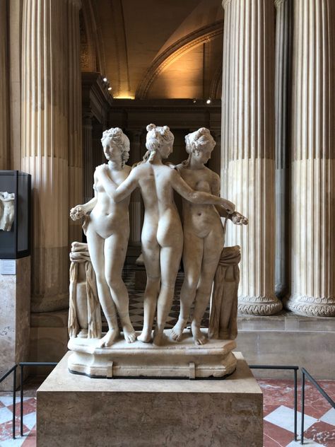 3 Fates, France Louvre, Grace Tattoos, Sculpture Architecture, Statue Tattoo, Architecture Sculpture, The Three Graces, Classic Sculpture, Antique Sculpture