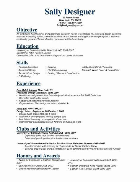 Fashion Stylist Resume, Fashion Designer Resume, Fashion Cv, Sample Of Resume, Fashion Resume, Career Objective, Designer Resume, Resume Objective Examples, Cad Designer