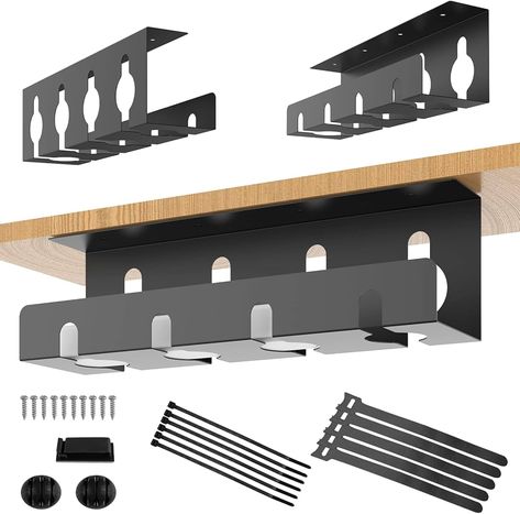 Amazon.com: Cable Management Under Desk, 2 Pack 15.75 inch Metal Cable Management Tray Table Cable Raceway for Office & Home with Wire Organizer and Desk Cord Organizer Black : Electronics Desk Cable Management Hiding Cords, Cable Management Diy, Hide Electrical Cords, Tech Home Office, Under Desk Cable Management, Organize Cables, Cable Management Desk, Desk Table Top, Desk Cable Management