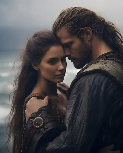 Viking Romance Aesthetic, Viking Couple Photoshoot, Fantasy Lovers Couple, Vikings Aesthetic, Viking Couple, Viking Love, Powerful Couple, Viking Pictures, Erik The Red