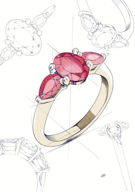 Illustration Jewelry Design, Drawing Rings Jewelry, Drawing Of Jewelry, Digital Art Jewelry, Jewellery Designing Sketches, Design Jewelry Drawing, Jewellery Illustration Fashion, Jewelry Sketches Design, How To Draw Rings