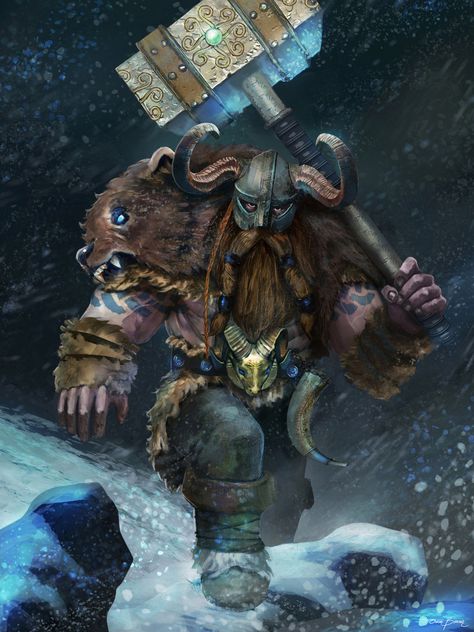 m Dwarf Ranger Leather War Hammer helm night snow mountain underdark hills forest mdlvl Onur Bakar Berserker Concept Art, Dnd Barbarian, Barbarian Dnd, Dnd Races, Heroic Fantasy, Fantasy Races, Dungeons And Dragons Characters, Wow Art, Warhammer Fantasy