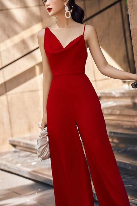 Red Jumpsuit Formal, Red Wedding Jumpsuit, Women’s Jumpsuit Formal, Red Prom Jumpsuit, Silk Jumpsuits For Women, Women’s Jumpsuit, Red Jumpsuit Outfit Casual, Red Jumpsuit Outfit Wedding, Red Jumpsuit Outfit Night