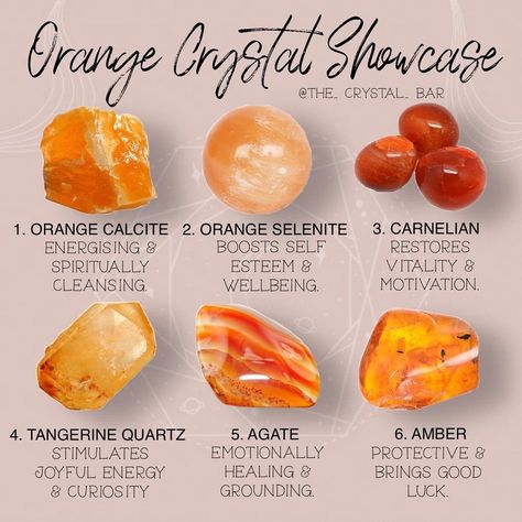 Crystal Identification, Gemstones Chart, Crystal Healing Chart, Tangerine Quartz, Love Work, Magic Stones, Crystals Healing Properties, Spiritual Crystals, Orange Stone