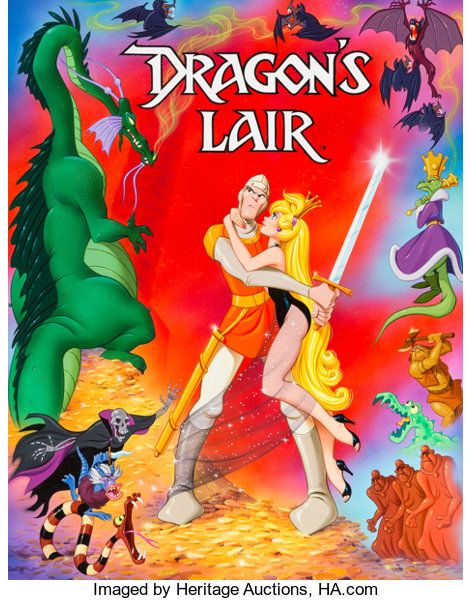 Dragon's Lair Promotional Poster Original Art (Don Bluth, 1983).... | Lot #98210 | Heritage Auctions Dragons Lair, Pin Up Pictures, Don Bluth, Antique World Map, 11x17 Poster, Dragon's Lair, Retro Videos, Retro Video Games, Arte Inspo