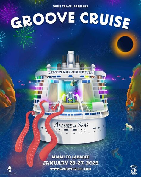 Groove Cruise Miami 2025 Balcony Stateroom Giveaway for Two! Groove Cruise, Travel Presents, List Website, Advertising And Promotion, Private Island, Royal Caribbean, Giveaway Contest, Set Sail, Travel Bucket List