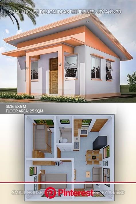 Small House Architecture, Small House Blueprints, Little House Plans, Small House Layout, Two Bedroom House, Modern Small House Design, House Design Plans, Simple House Design, House Plan Gallery