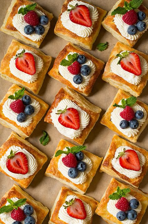 Puff Pastry Fruit Tarts with Ricotta Cream Filling | Cooking Classy Puff Pastry Fruit, Pastry Fruit, Ricotta Cream, Easter Food Appetizers, Fruit Pizza Sugar Cookie, Puff Pastry Desserts, Mini Torte, Fruit Tarts, Cream Filling