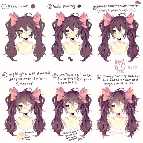 Hair coloring tutorial ;^) (I FEEL BAD FOR SPAMMING PLS IGNORE MY SPAM LMAO) Hair Coloring Tutorial, Damien Lavey, Hair Shading, Anime Hair Color, Pelo Anime, Digital Rendering, I Feel Bad, Tips Hair, Drawing Hair