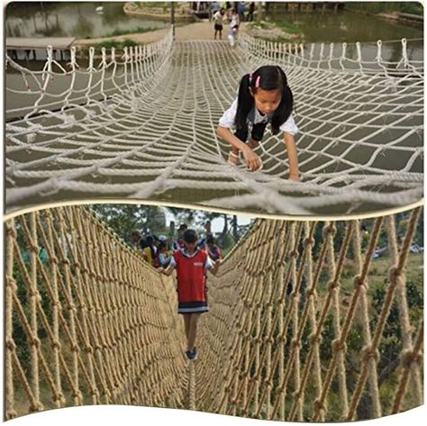 Amazon.com: MBTY Rope Netting Heavy Duty Outdoor Railing Decor Hemp Rope Cargo Net Child Playground Climbing Netting Stair Fence Kids Swing Hammock Safety Net (Size : 23m(6x9ft)): Home & Kitchen Climbing Net Diy, Climbing Structures For Kids, Rope Climbing Wall For Kids, Cargo Net Playground, Treehouse Climbing Net, Natural Outdoor Playground, Kids Net, Rope Railing, Rope Fence