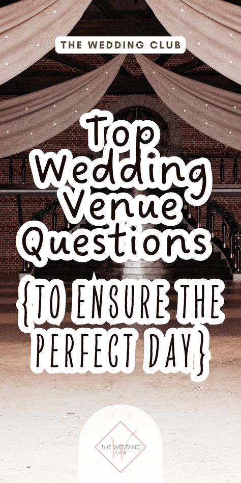 Don’t get caught off guard—use this comprehensive list of questions to ask wedding venues before booking! This guide will help you navigate important details like services, contracts, and decor options. Pin it for your ultimate wedding checklist! #QuestionsToAskWeddingVenues #WeddingVenueQuestionsChecklist Questions For Venue Wedding, Questions To Ask Wedding Venues, Wedding Venue Website, Budget Wedding Checklist, Wedding Details Checklist, Wedding Venue Checklist, Wedding Venue Questions, List Of Questions To Ask, Ultimate Wedding Checklist