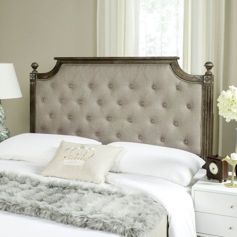 French country-flair abounds with this rubberwood linen-upholstered headboard, showcasing a panel design and a slightly arched silhouette. Its diamond-tufted details add a refined touch to your bedding while its distressed details pair perfectly with plank-inspired wall decor and rich faux-leather details. Pair this piece with crisp white sheets and pillows for a refined look, then lean into its Provencal inspiration by matching it with clean-lined end tables topped with weathered ceramic vas... Rustic Wood Headboard, Tufted Headboards, Colorful Headboard, Linen Headboard, Tufted Upholstered Headboard, Rustic Headboard, Full Headboard, Velvet Headboard, Twin Headboard