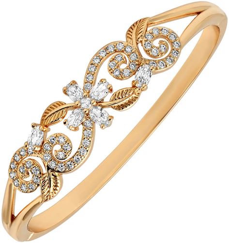 Crystal & Gold-Plated Filigree Leaf Bangle Current Fashion, Fashion Sale, Gold Bracelet, Bangles, Plating, Crystals, Gold