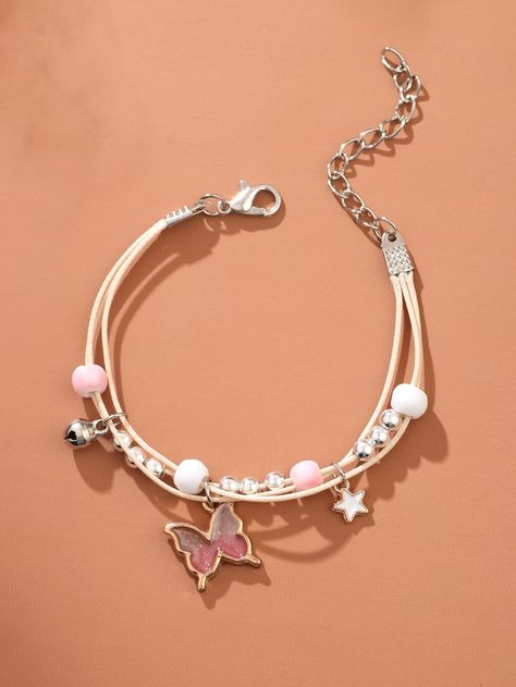 Braslet For Girl, Girly Accessories Bracelets, Bracelet For Girls, Girls Bracelet, Bracelets For Girls, Bracelet For Kids, Kids Jewellery, Bracelets For Kids, Pink Butterfly Jewelry For Gift