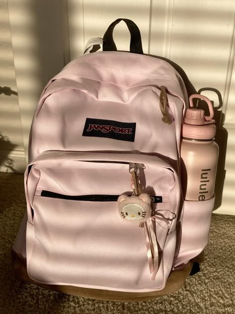 Cute Pink Backpack, School Wishlist, Pink Academia, Pretty School Supplies, Stylish School Bags, School Bag Essentials, Aesthetic Backpack, Inside My Bag, Pink Lifestyle