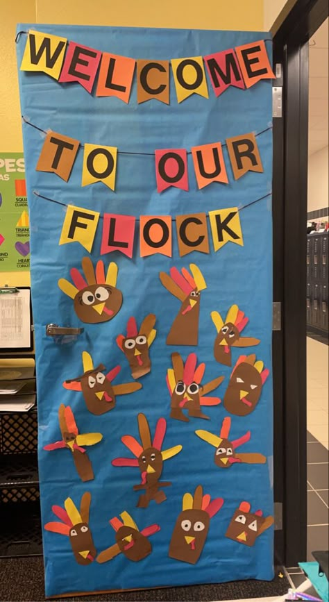 Thanksgiving Theme Door, Thanks Giving Classroom Decorations, Door Thanksgiving Decorations, Thanksgiving Door Decorations Classroom Turkey, Thanksgiving Class Door Decorations, Thanksgiving Doors For Daycare, Thanksgiving Themed Classroom Door, Classroom Door Thanksgiving Ideas, Thanksgiving Classroom Decorations Diy