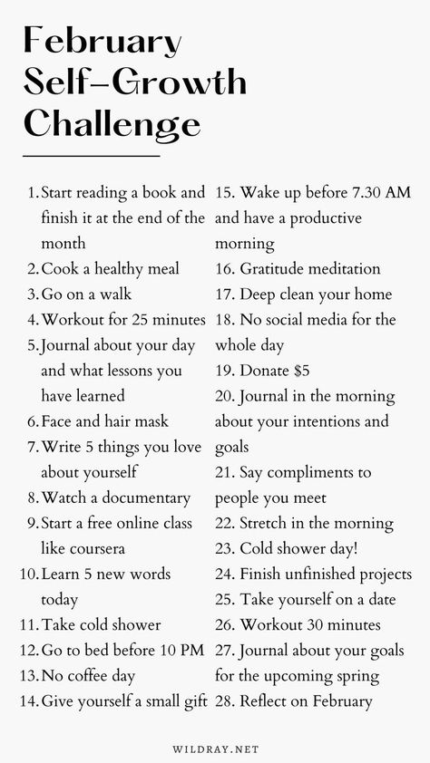 February self-growth, self-care, self-love and personal development challenge. Become better version of yourself, become that girl. Things I Can Do To Improve My Life, Challenges Self Improvement, 2024 Self Development, How To Start Positive Thinking, How To Become A Better Person Mentally, How To Have A Good Mentality, Work On Yourself For 6 Months Challenge, Practice Positive Thinking, Small Things To Do To Glow Up