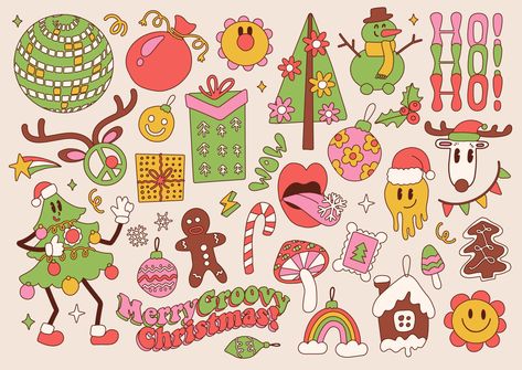 Christmas Character Drawing, Tree Emoji, Groovy Typography, Linear Illustration, Emoji Gifts, Book Clip Art, Christmas Graphic Design, Christmas Tree Clipart, Graphic Design Cards